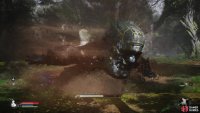 The Swipe hits an arc around around him and can be chained into other attacks.