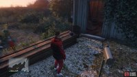 to find the action figure sitting outside a shed. 