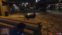 Wait for the blue car to drive off