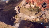 Follow the path around to circle back to the chest from above and leap over to reach it.