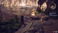 Go across the makeshift bridge and check the rubble to your left for the statue.