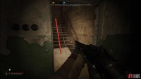 Head up the stairs and follow the path until you reach the metal doors.