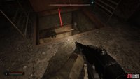 To the left of the door, take the ladder down to the sewers.