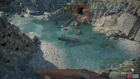 Use the fallen radio tower masts in the quarry to reach the cave.