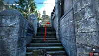 From the slope near L9, go north and up these stairs to find a small camp.