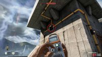 Go up the ladder and redirect the power from the second junction box near the turret.