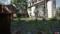 Wait for the guard to get down from the top, and then wait by the skip for the guard to your left to move.