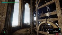 Continue taking the ladders and stairs up.