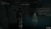 jump across a stalagmite and a rock sticking out of the water,
