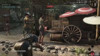 The umbrellas give away the merchant and his trade.