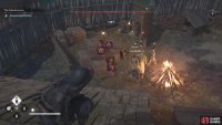 Just wait until he walks by the explosive pots, then hit them to easily kill him.