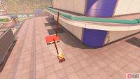 Drive over the spring to reach the rails above.