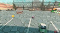 Follow the path until you reach the toads on the benches. The panel will be on the floor between them.