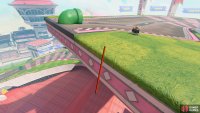 Drive to the top and drop off to the left of the warp pipe.
