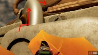 Follow the pipe up to the base of the statue then climb the ladder. Image via Gamer Guides / Obsidian.