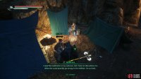 Follow the road up and speak to Diana in the refugee camp at the top of the hill&rsquo;s pathway near the mine entrance. Image via Gamer Guides.