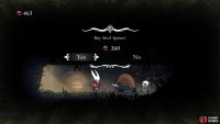 Head over to Sinner&rsquo;s Road to find the tinkers in their shelter. You need to buy the Steel Spines and then return to Yarnaby to complete the Wish. Image via Gamer Guides / Team Cherry. 
