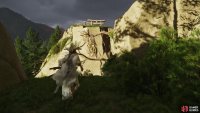 jump onto a branch, then jump, grapple and swing onto a climbable cliff,