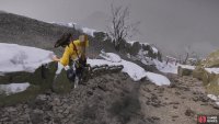 Jump as you slide down another slope to reach more solid ground,