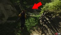 turn left at a boulder after scaling a cliff,