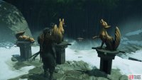 and rotate the row of three fox statues to match the symbols on the clue statues.