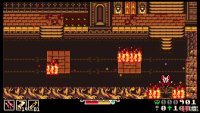 At the end of the first screen with fire, use the purple bounce pad to go south to a secret area.
