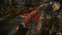 Use your witcher sense to follow the tracks into the swamp,